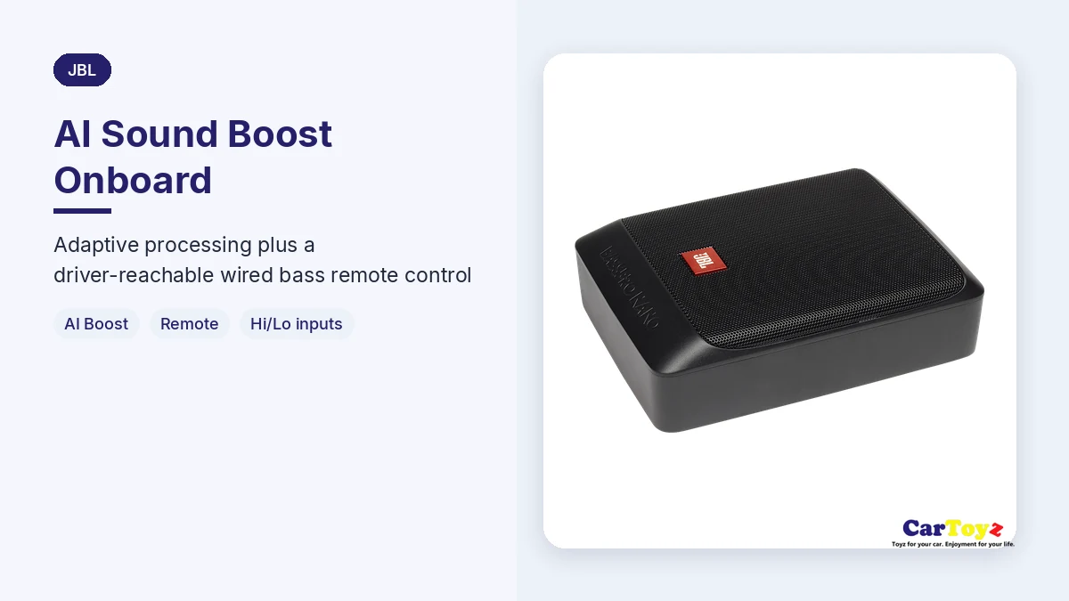 JBL BassPro Nano 2 graphic: AI Sound Boost Onboard