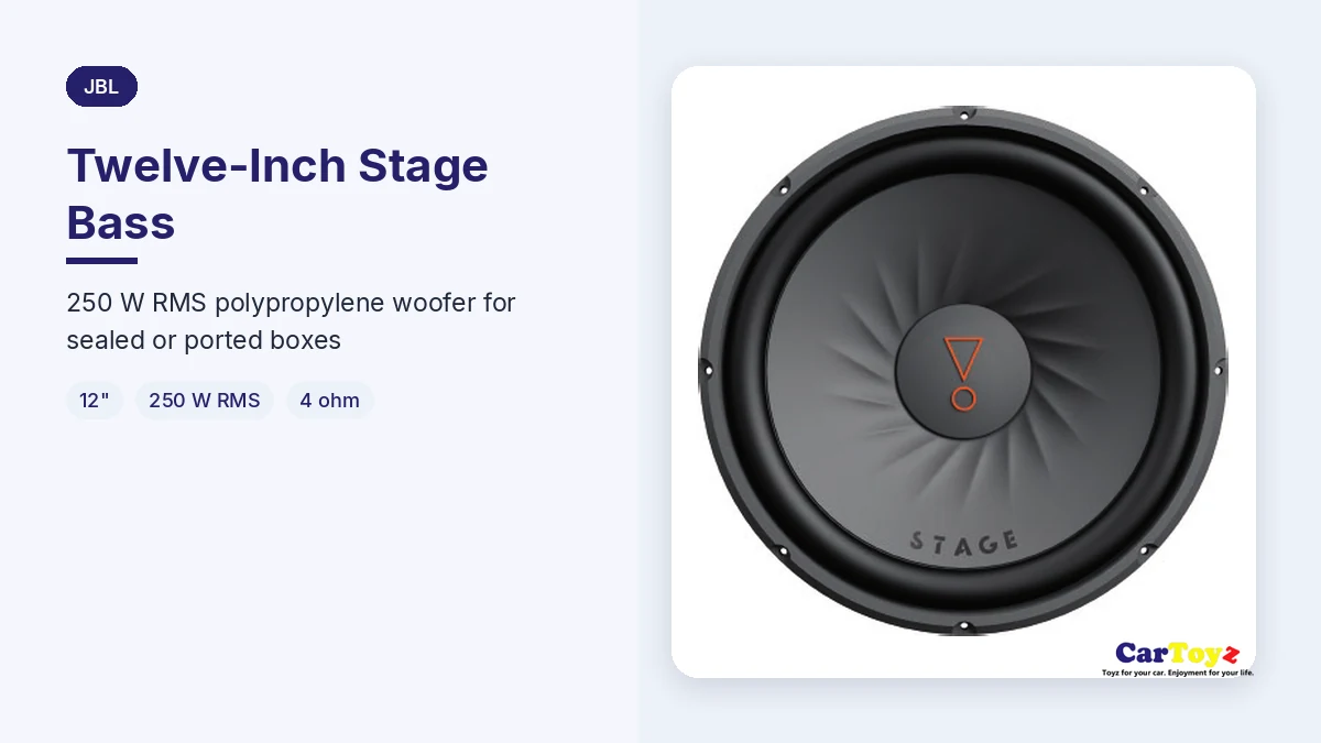 JBL Stage 122 graphic: Twelve-Inch Stage Bass