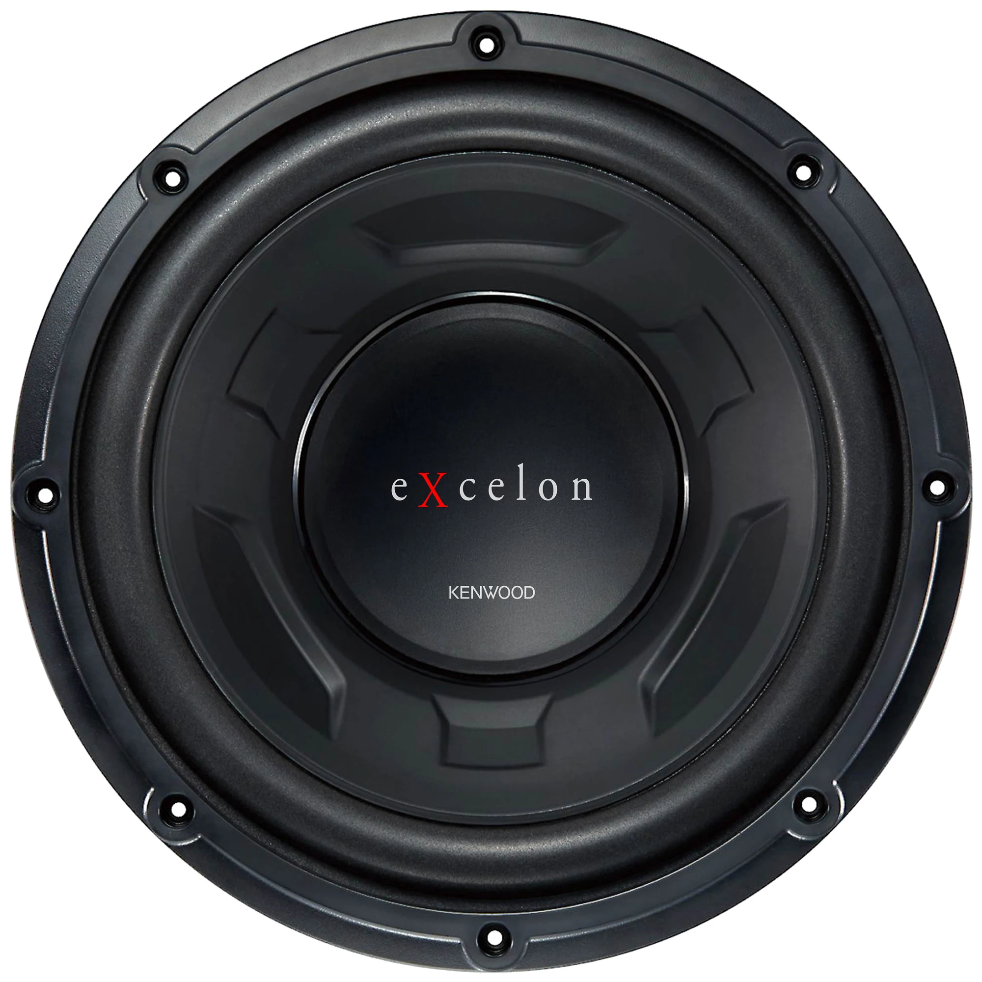 Front view of the Kenwood eXcelon KFC-XW1242 12-inch subwoofer with black polypropylene cone