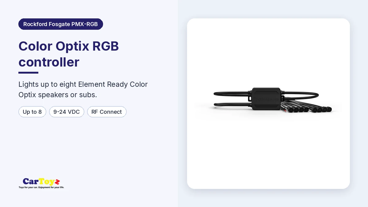 Rockford Fosgate PMX-RGB graphic: Color Optix controller for up to 8 speakers